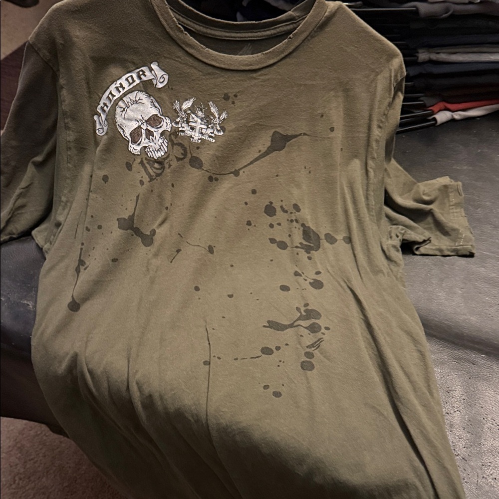 Men's Olive Skull Graphic Tee